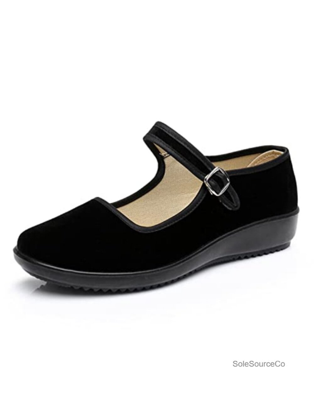 Women's Velvet Mary Jane Flats Cotton Old Beijing Cloth Dance Yoga Shoes
